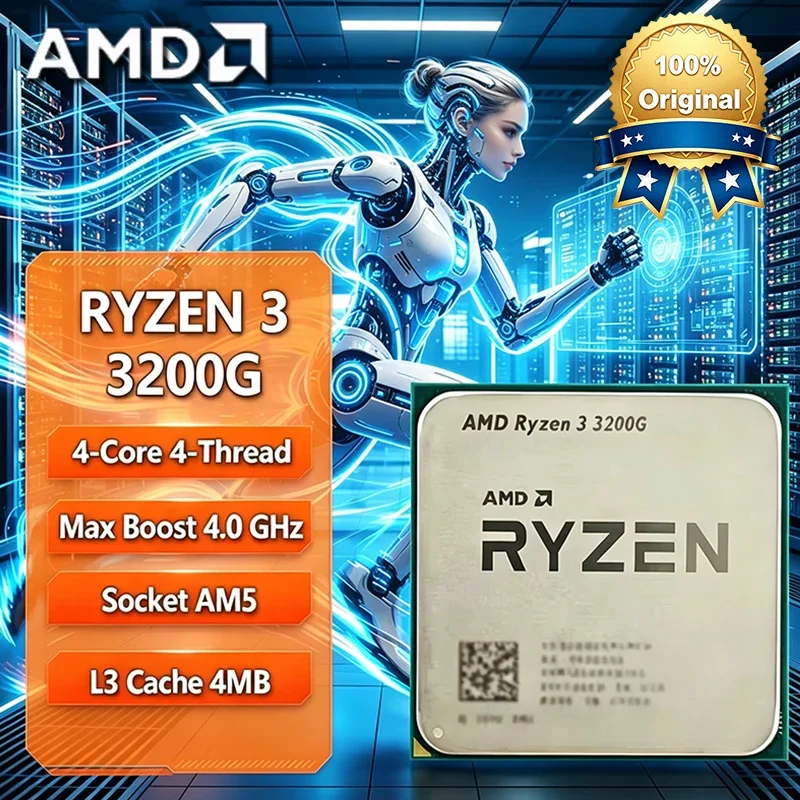 

AMD Ryzen 3 3200G R3 3200G 3.6 GHz Quad-Core Quad-Thread 65W CPU Processor L3=4M YD3200C5M4MFH Socket AM4 Processor Gaming CPU