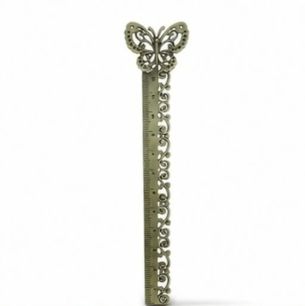 Vintage Zinc Alloy Metal Bookmark Ruler Butterfly Ginkgo Leaf Design Red Copper Page Marker Bookworm Gift