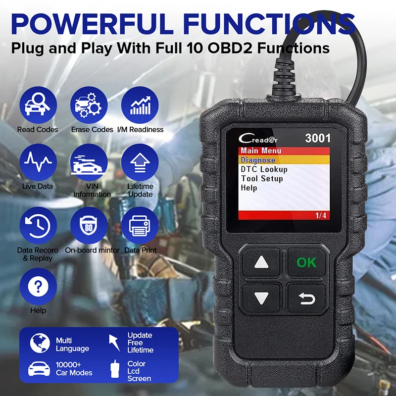 LAUNCH X431 CR3001 Code Reader Car OBD2/EOBD Scanner Diagnostic Tool Professional Engine System Diagnostic Tool view 2