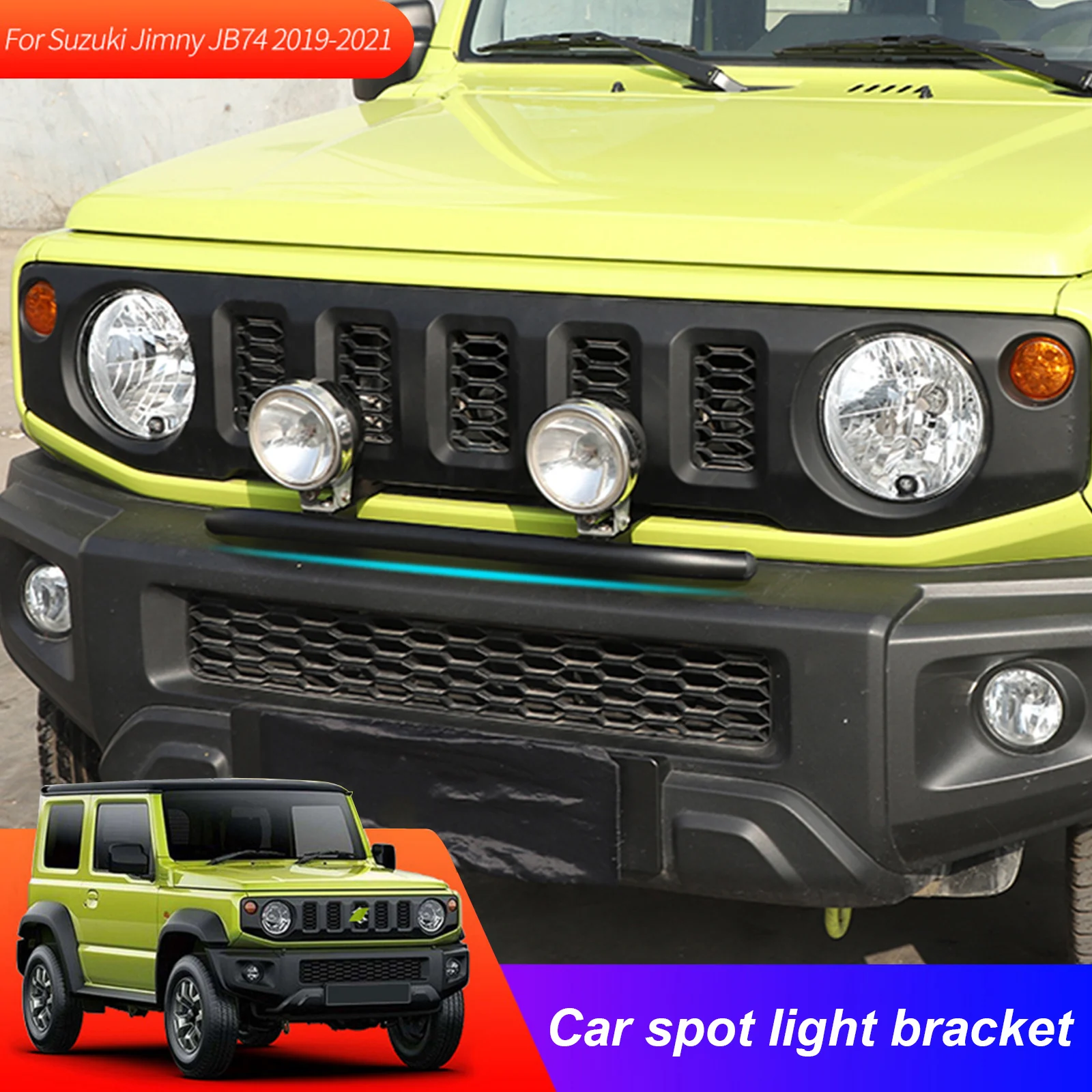 Car Front Bumper LED Spot Light Bar Spotlight Bracket Aluminum Accessories For Suzuki Jimny JB64W JB74W 2019 2020 2021 2022