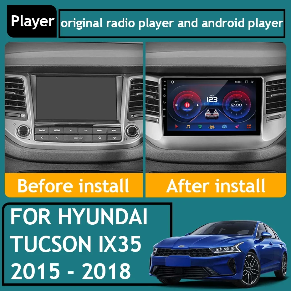 For Hyundai Tucson IX35 3 2015 - 2018 Car Radio Carplay GPS Navigation Android Auto Unit No 2din Multimedia Player Wifi