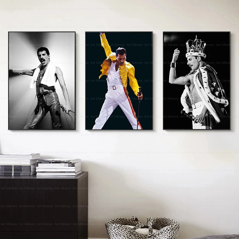 Queen Band Freddie Mercury Poster Bohemian Rhapsody Rock Music Star Prints Canvas Painting Wall Art Pictures Home Decor Cuadros