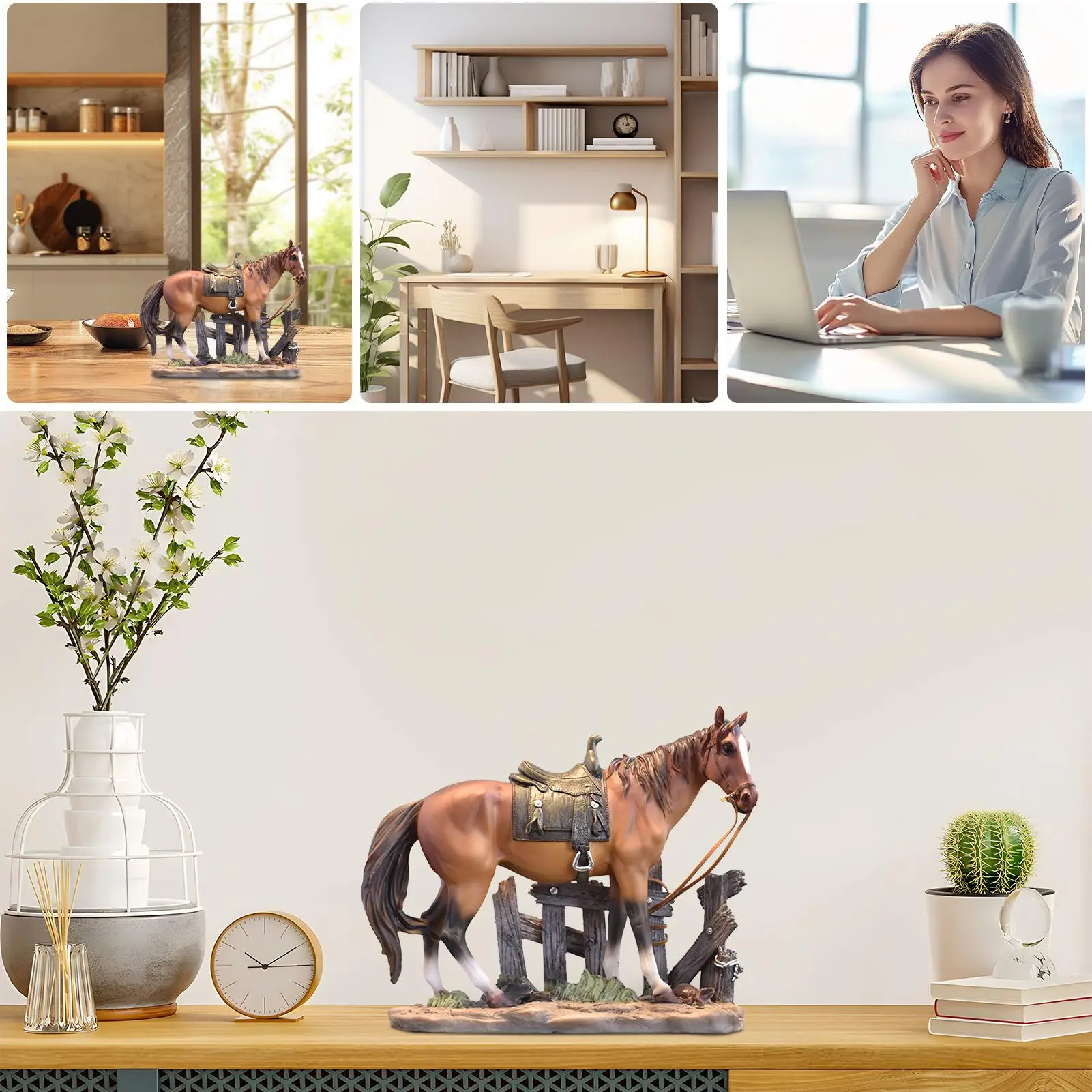 تمثال حصان ديكور طاولة المنزل ديكور الحصان تمثال مكتب قابل للجمع لتزيين غرفة المعيشة #5
