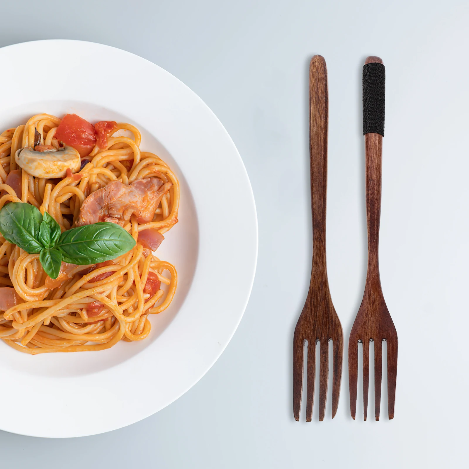 

4Pcs Wooden Forks Cooking Utensils Set Small Wood Forks for Eating Dessert Mixing Stirring Kitchen Use Wooden Cookware