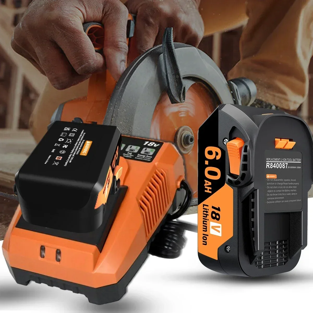 Sostituzione della batteria al litio R840087 18V 6.0Ah aggiornata per utensile elettrico Cordless RIDGID 18V R840083, R840085,AC840085, serie