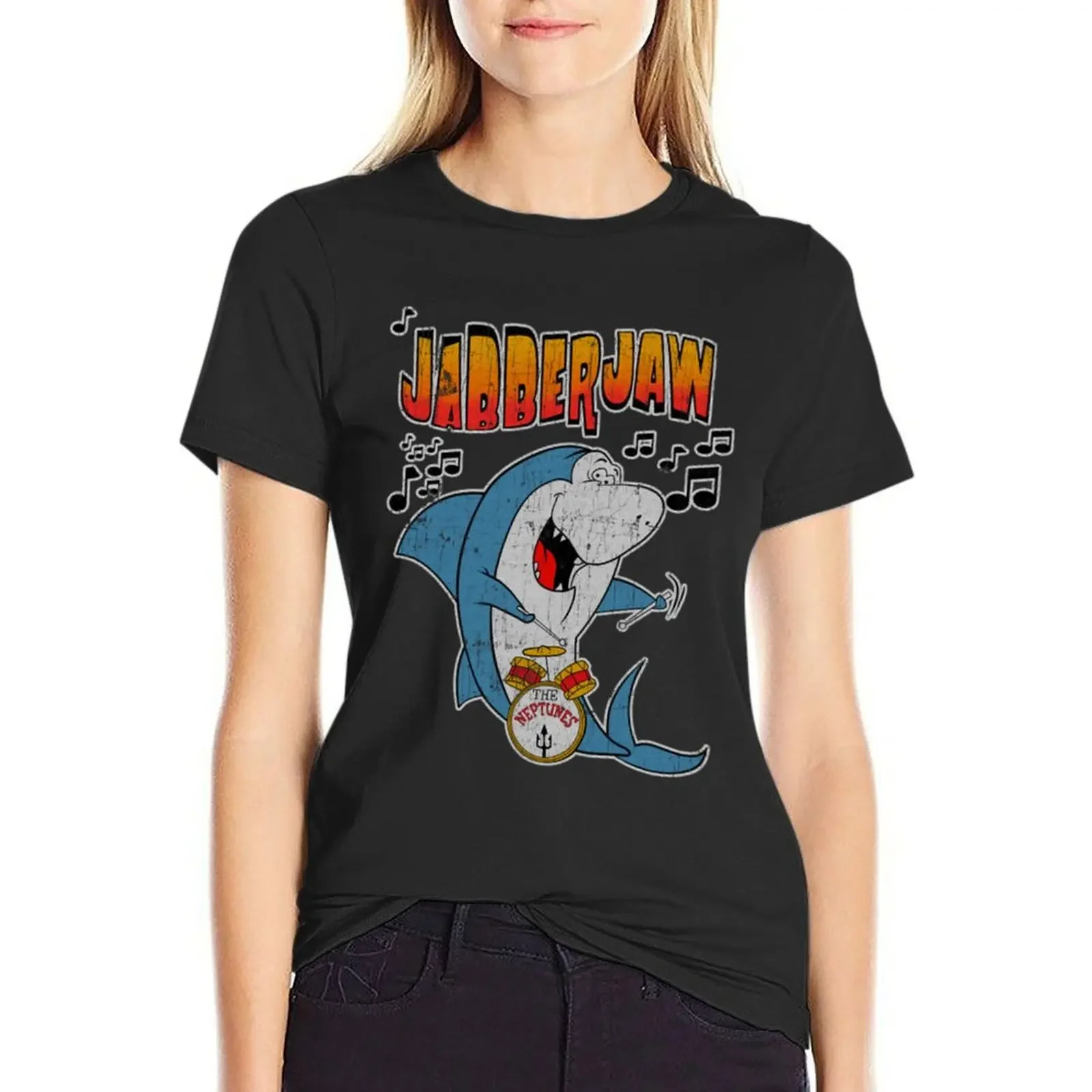 

Футболка Jabberjaw, однотонное новое издание, кавайная одежда, черная белая футболка, платье для женщин, сексуальное