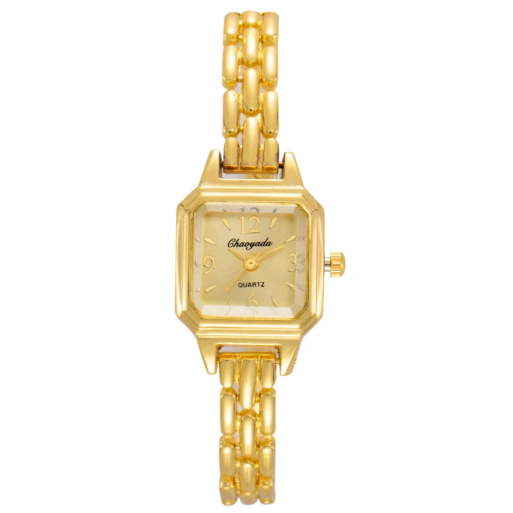 Orologi da donna quadrati piccoli alla moda Orologio al quarzo dorato di marca di lusso Donna Orologi da polso da donna semplici ed eleganti Orologio Reloj Mujer