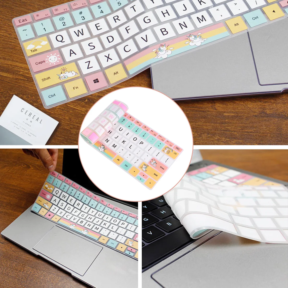 

Силиконовый чехол для клавиатуры ноутбука, красочный мультяшный узор единорога, защитная пленка, совместимая мембрана для компьютерной клавиатуры