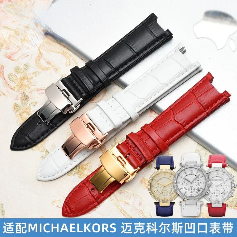 Genuine Leather Watchband for MK Table Notch Watch Band Michael Kors Mike Coles Female Watch Strap Mk2277 2425 Watch Band