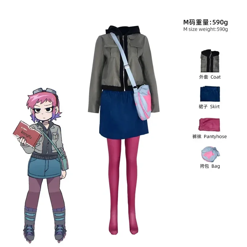 

Scott Pilgrim Takes Off Scott Cosplay Costume Coat Pants Disguise Roleplay Outfit Halloween Carnival Fantasia Suit Adult Kids