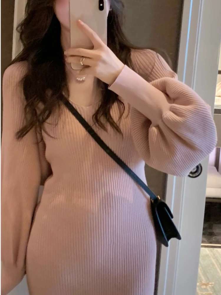 Winter Pink Elegant Two Piece Sweater Set Women Loose Warm Knitted Sweater Suit Female Bow Casual Korean Fashion Chic Set 2022