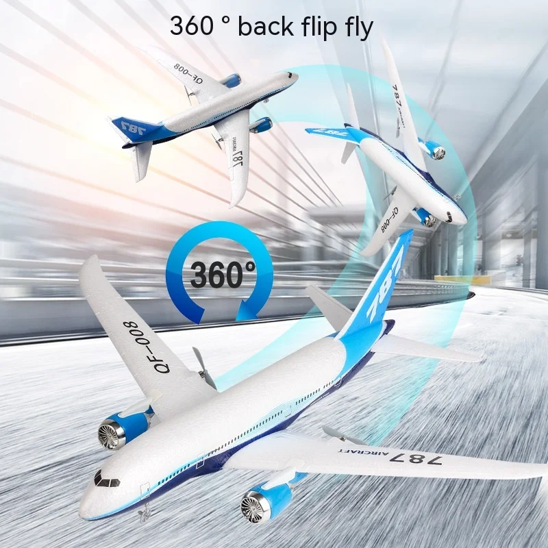 Rc 787 Glider Qf008 2.4g Electric Remote Control Plane Three-Channel Fixed Wing Aircraft Passenger Jet Model Toy Kid Gift