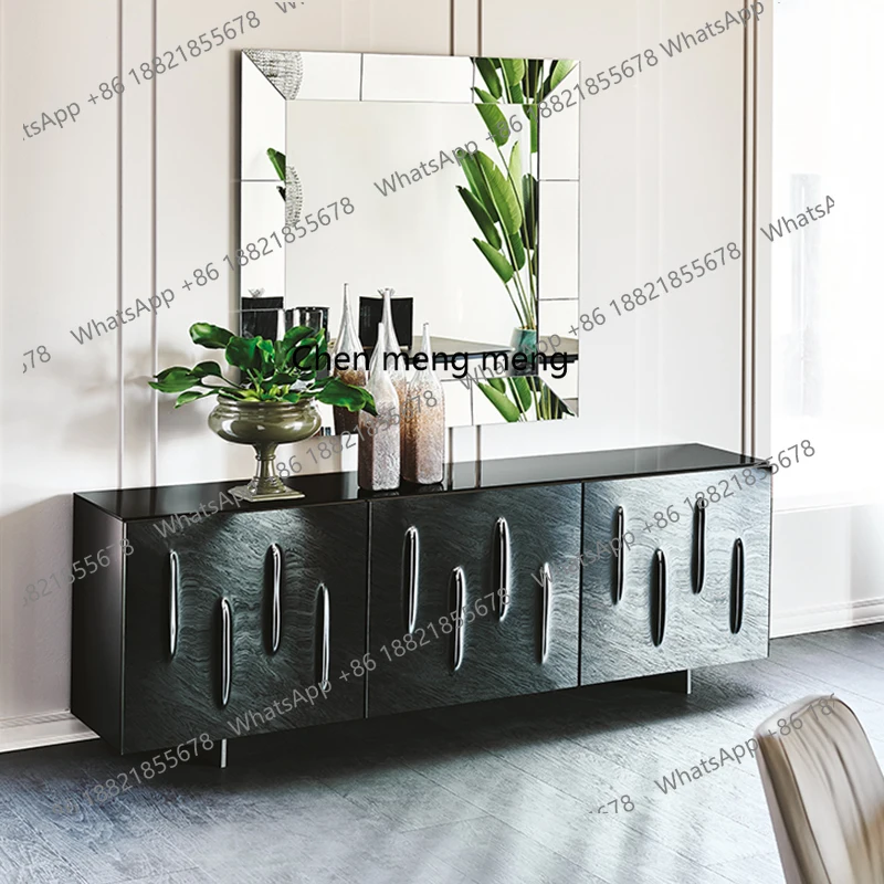 

Light Luxury Entrance Cabinet Creative Mirror Entrance Cabinet Premium Champagne Gold