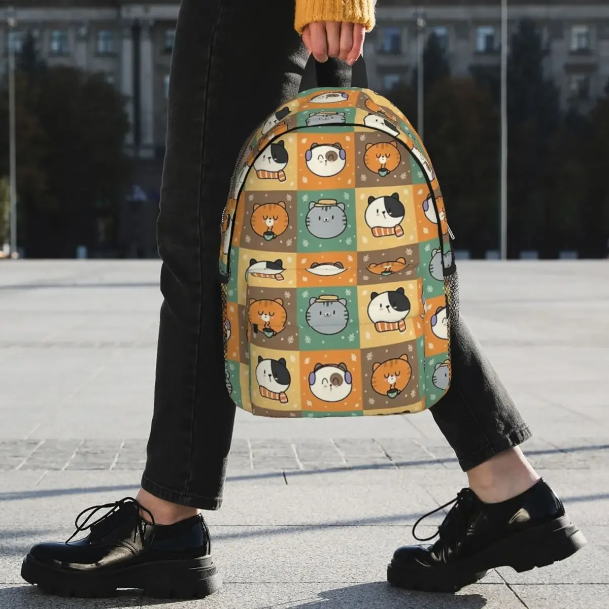 Mochila escolar de gran capacidad para niños y niñas, bolso de hombro para portátil, a la moda, para gatitos, otoño