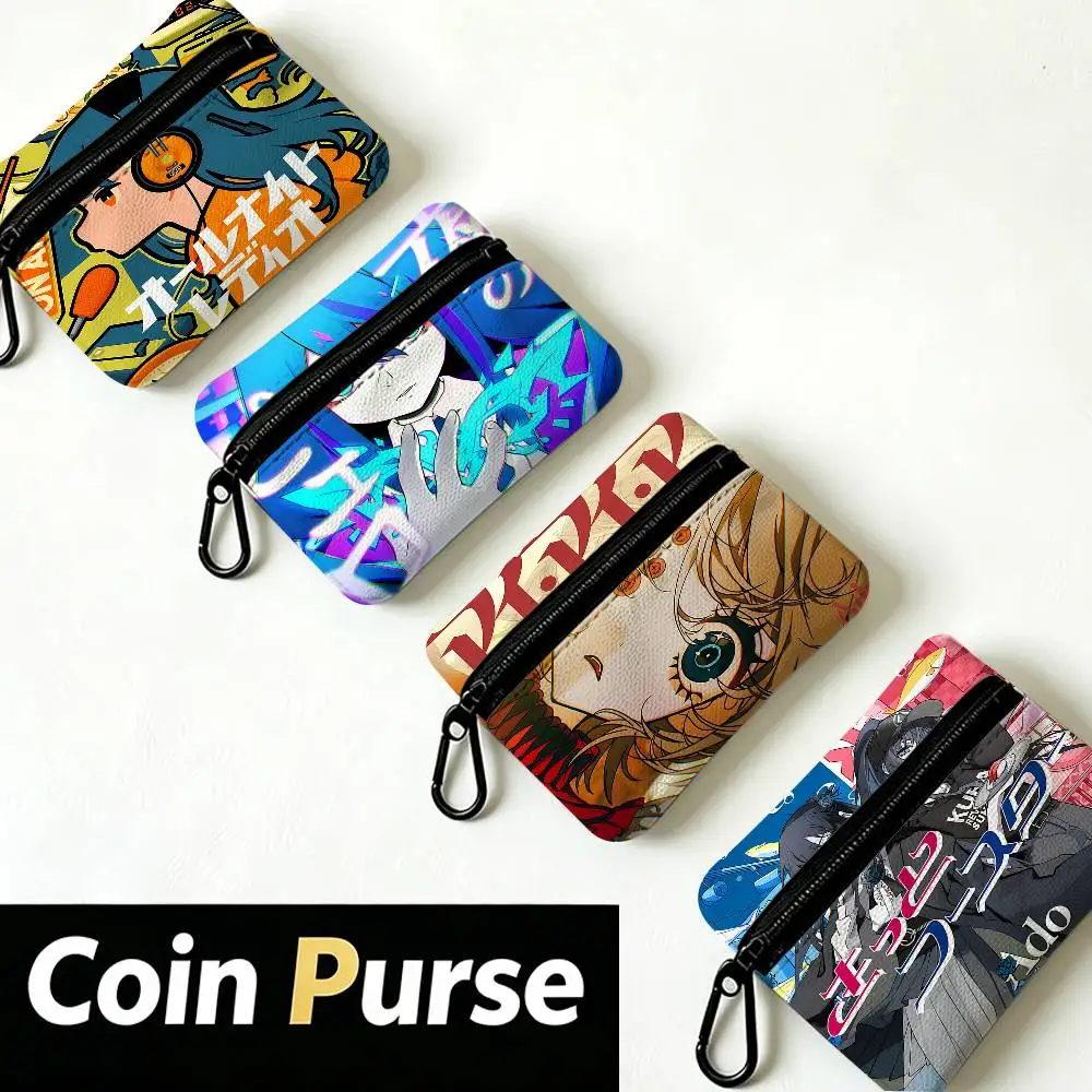 Cartoon Singer Ado White Oxford Cloth Zipper Coin Purse Lightweight Hanging Key Pouch Card Holder For Daily Use