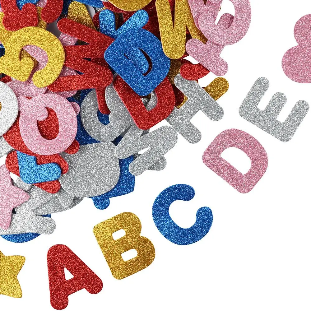 140pcs Decoration EVA Glitter Foam Letter Stickers Colorful 1.7inch Alphabet Stickers A-Z Self-Adhesive for Scrapbooks,Cards