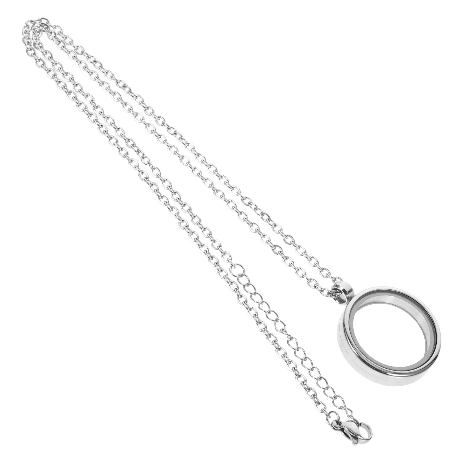 

Stainless Steel Round Locket Pendant with Easy-Open Screw Design Clear Glass Display for DIY Jewelry Memory Necklace Pet Hair