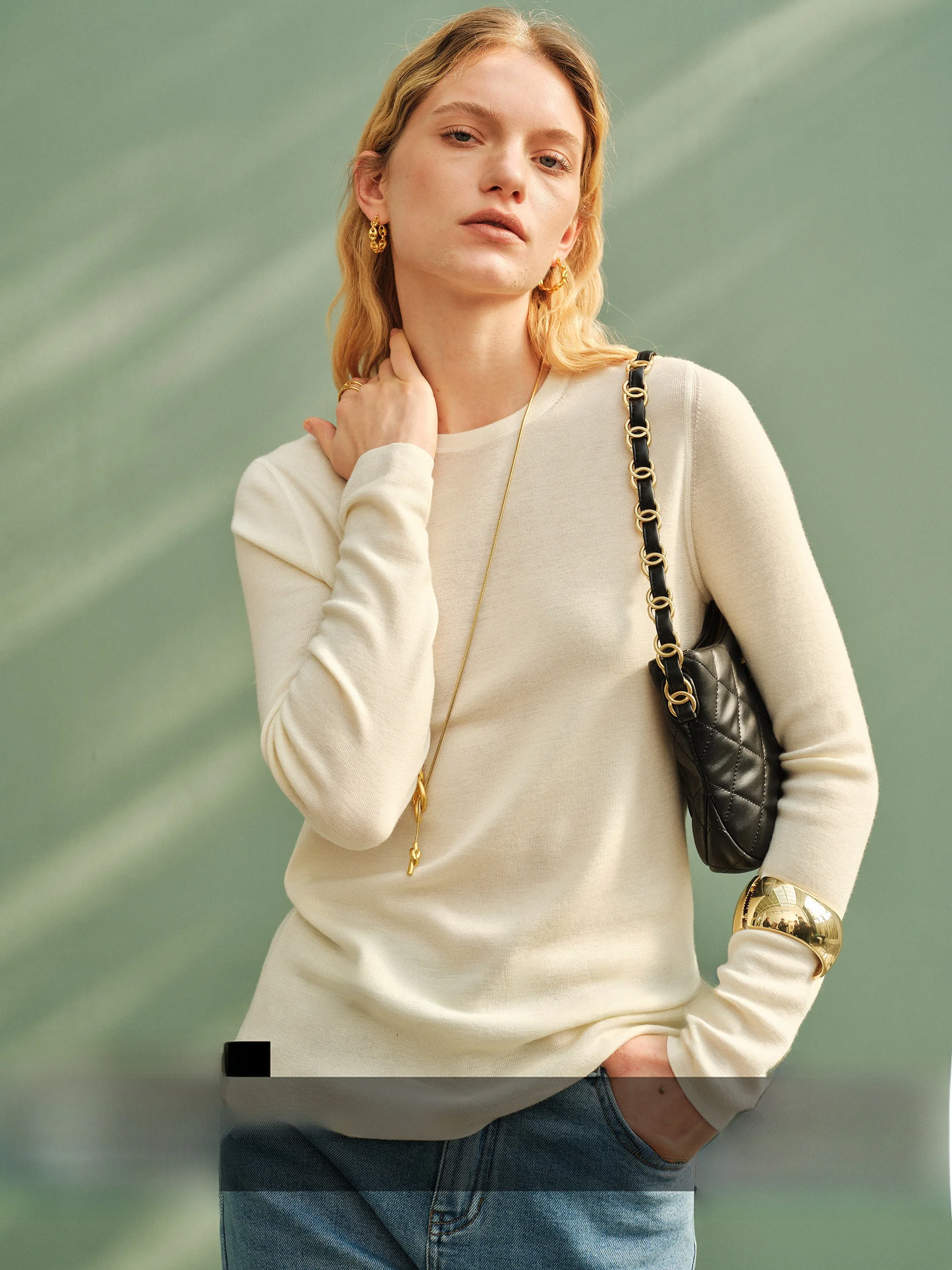 

Шерстяная вязаная базовая футболка с круглым вырезом, высокой эластичностью, облегающего кроя, для осени и зимы, женская, модная, для повседневной носки, с коротким рукавом