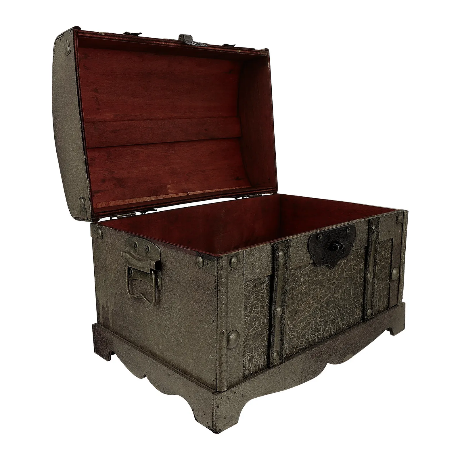 

Деревянный сундук для сокровищ в стиле ретро, шкатулка для украшений с замком, органайзер для браслетов и ожерелий, деревянный сундук для хранения ценностей