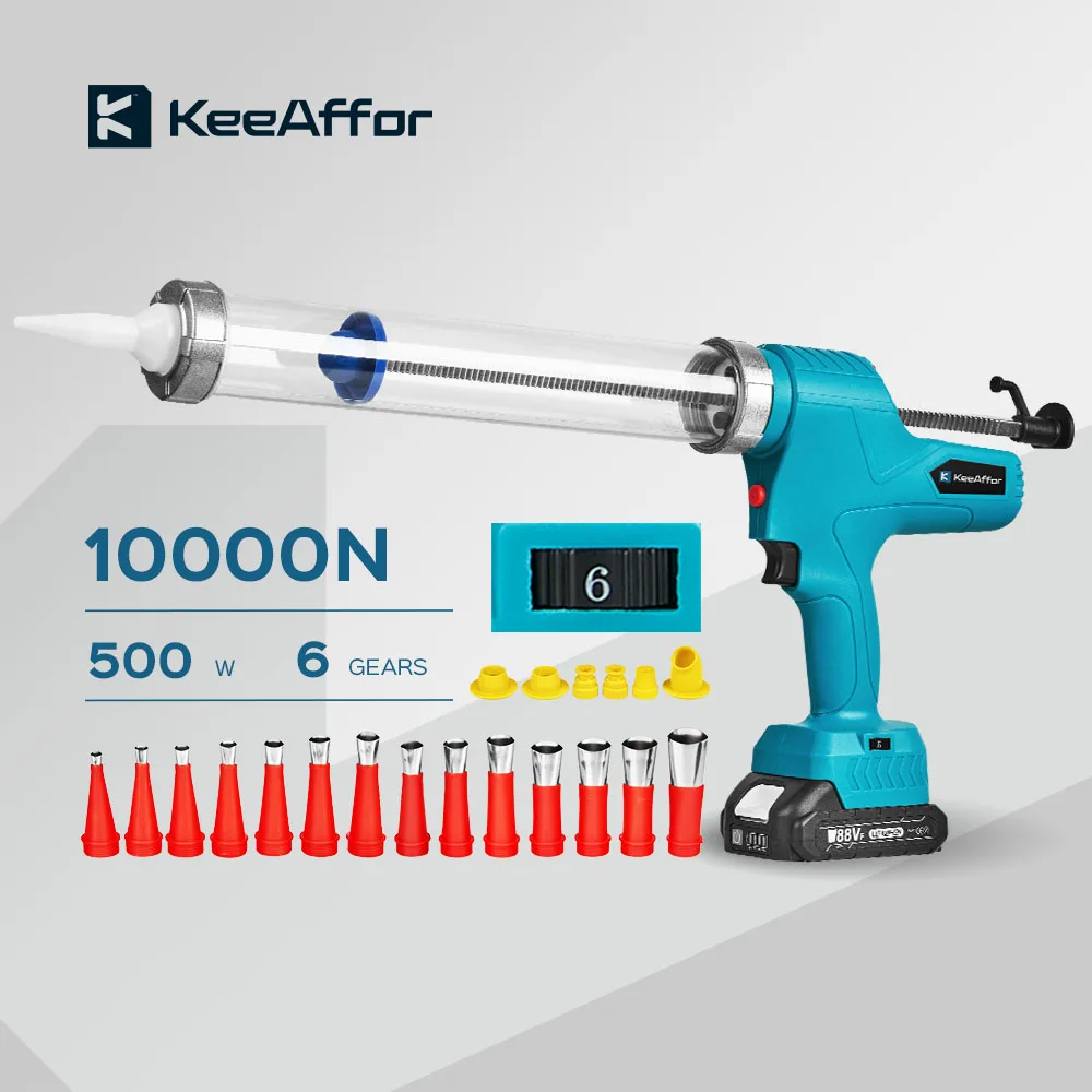 

KEEAFFOR 10000N Cordless Electric Glue Gun 6 Gears Electric Glass Caulking Gun Adhesive Glue Sealant Tool For Makita 18v Battery