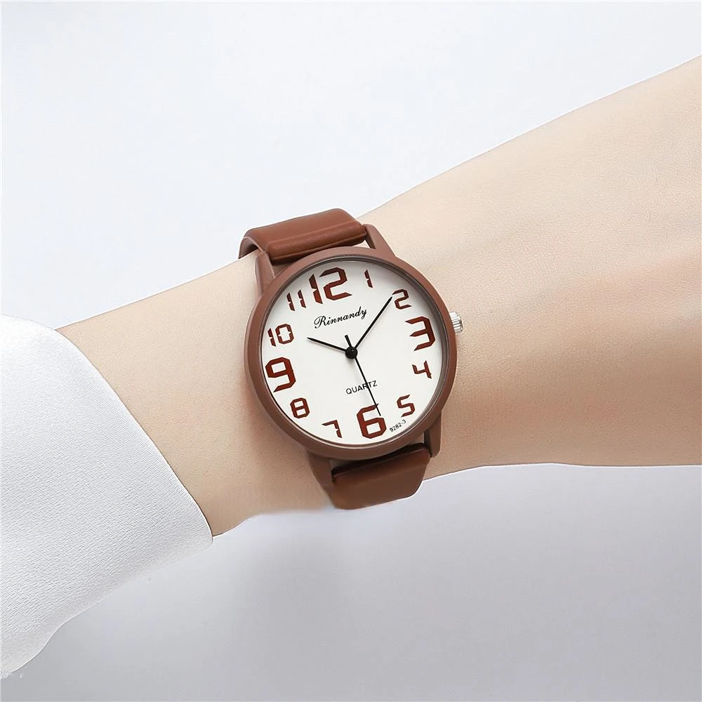 Casual Round Pointer Quartz Watch Analog Silicone Wristwatch For Women Girls Students