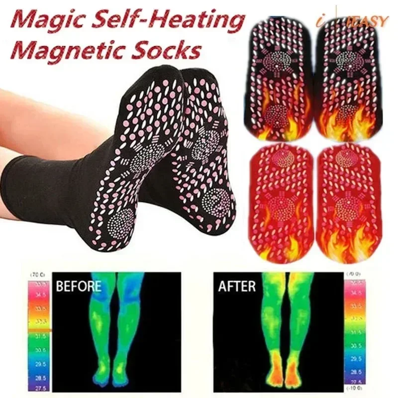 Autumn Winter Self-heating Health Care Socks Women Ski Sports Self Heated Massage Man Short Sock Magnetic Therapy Warm Socks