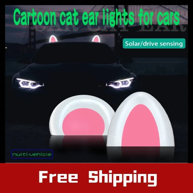 

Solar Cat Ears Car Roof Decoration Light Paste Bear Ears Decorative Lights Car External Decoration Lovely Personality Decoration
