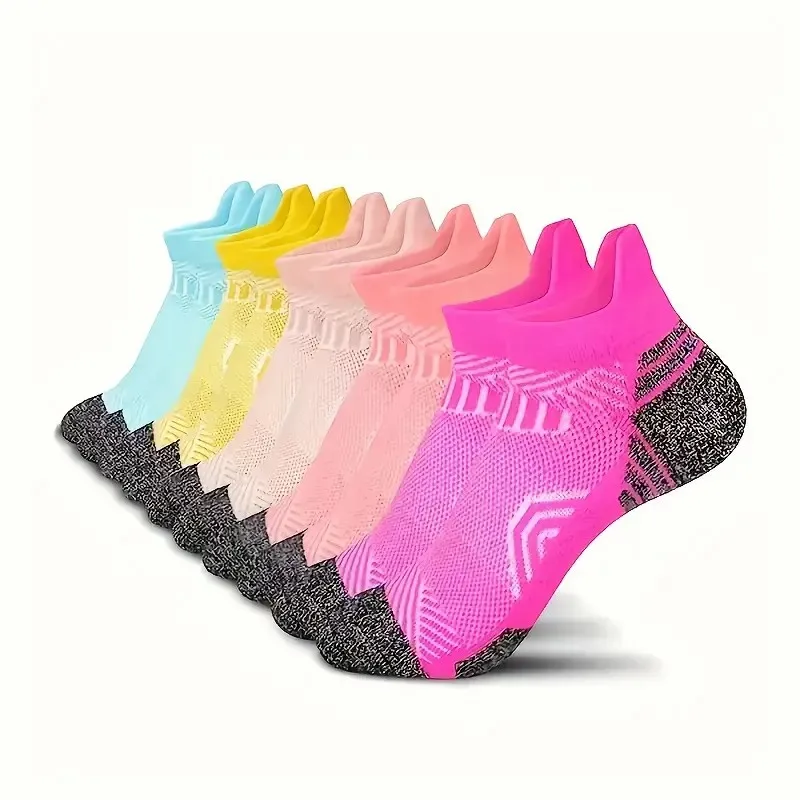 5/10 Paar hochwertige neutrale Sportsocken, modische Streifen, schweißabsorbierend, atmungsaktiv, Outdoor-Paar, Laufen, Freizeitsocken – Detail 8