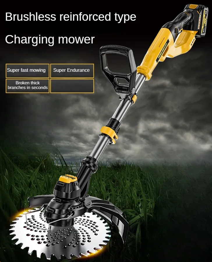 Brushless Electric Lawn Mower - Handheld Grass Trimmer with Lithium Ion Battery for Efficient Lawn Maintenance