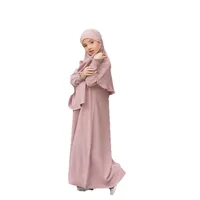 2 pièces ensembles musulman Ramadan Robe de prière Abaya costume enfants filles Eid Khimar Hijab arabe enfants longue Robe foulard caftan robes 5