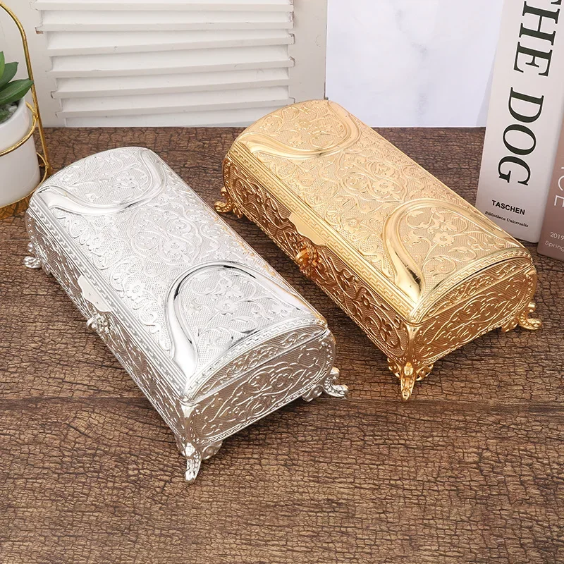 Nordic style light luxury jewelry necklace earring organizer storage box, single-layer flip-top vintage fashion jewelry