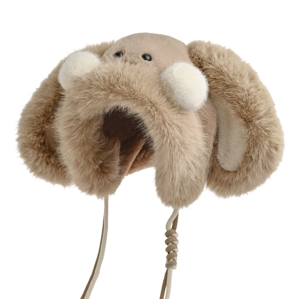 

Fashion Winter Balaclava Hat Windproof Thickened Beanies Cap Blush Rabbit Ear Keep Warm Ear Protection Hat Outdoor