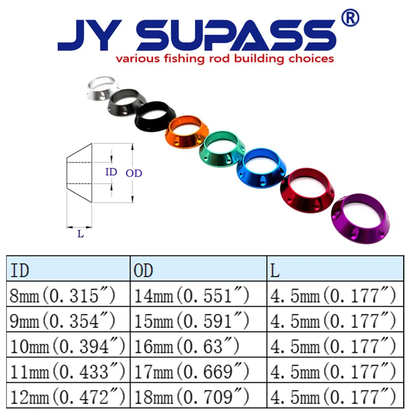 JY SUPASS 5pcs fishing rod custom trim rings Diy fishing rod repair aluminum winding check