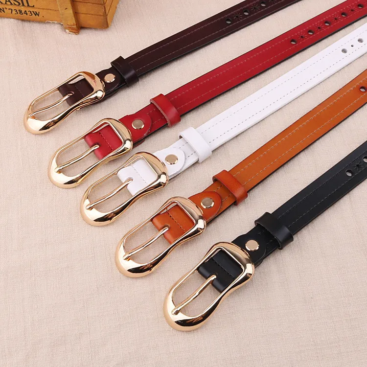 حزام رفيع مزخرف للطلاب على الطراز الكوري حزام جينز أنيق من جلد البقر الكوري حزام مجوف متعدد الاستخدامات
