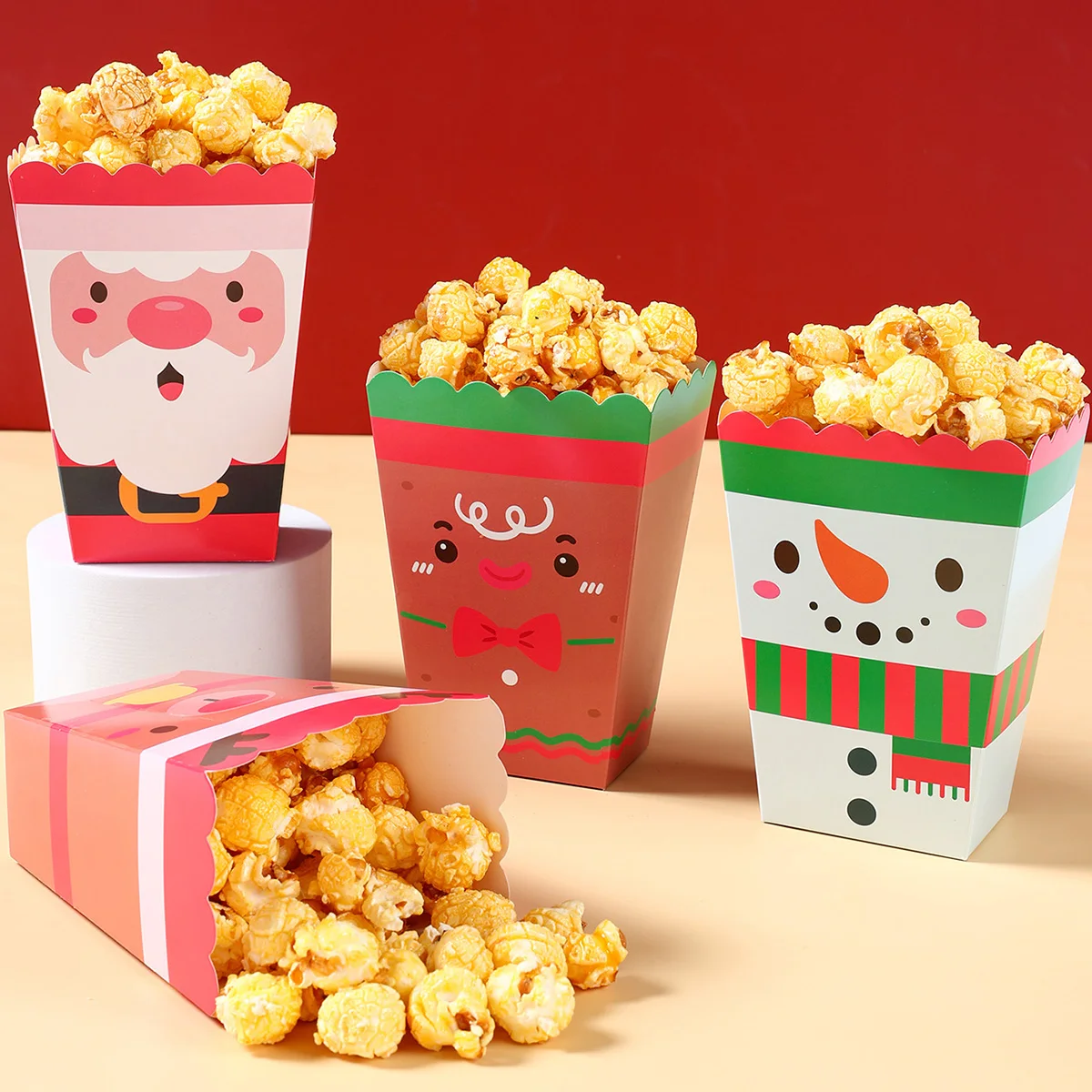 Christmas Cartoon Popcorn Box Christmas Decoration for Home 2024 Santa Claus Paper Popcorn Box Navidad Natal Happy New Year 2025 images - 6