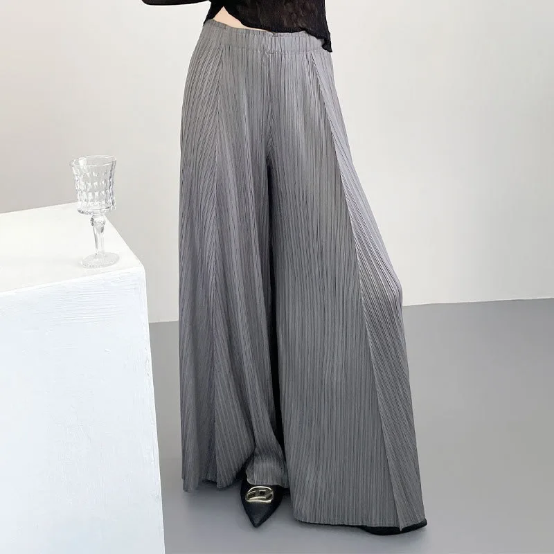 Miyake Pleated Wide-Leg Pants 2026 New Straight-Leg Pleated High-Waisted Drapey Casual Wide-Leg Trousers Women Lightweight Pants