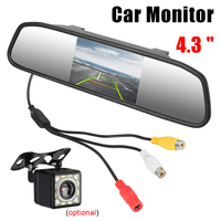 12V Car Player Interior Mirror Rear View Camera Parking Monitor 4.3 Inch Screen HD DVD Video Display PDC Parktronics Accessories