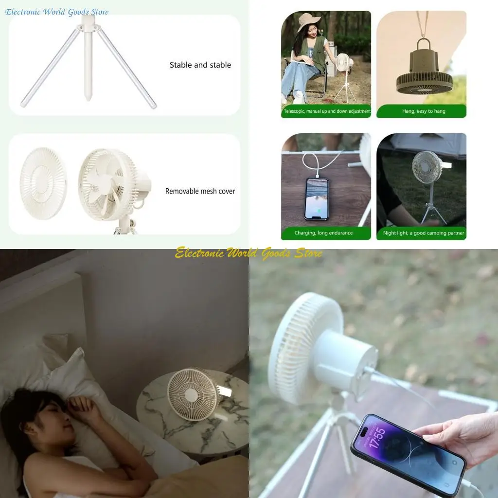 

A3PD 10000mAh Tripod Camping Fan Rechargeable Desktop Portable Ceiling Fan Remote