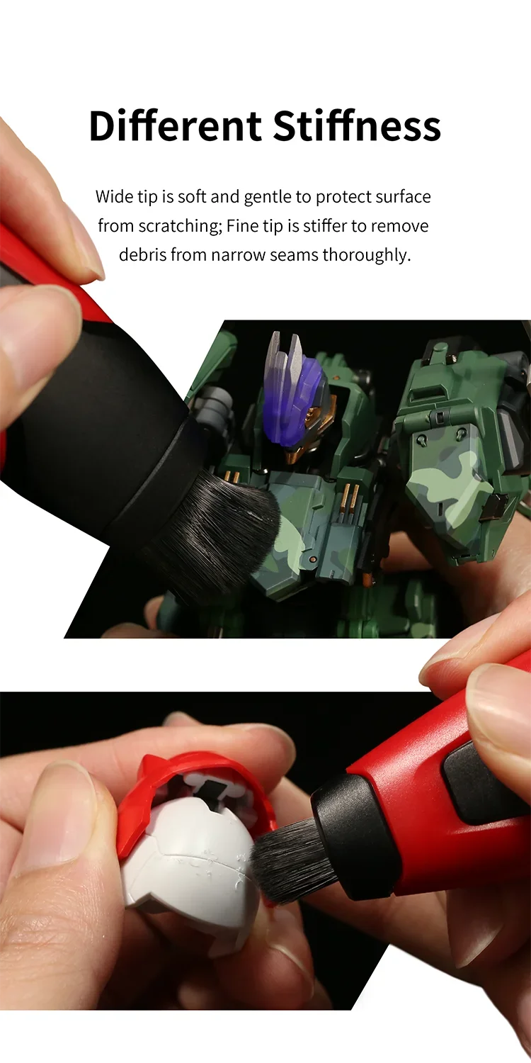 DSPIAE PT-RDB Einziehbare Staubbürste mit Doppelkopf, Push-Pull-Reinigung für Gundam-Maßstabsmodelle, Militärmodelle, Bastelarbeiten, Hobby und DIY-Werkzeuge – Detail 4