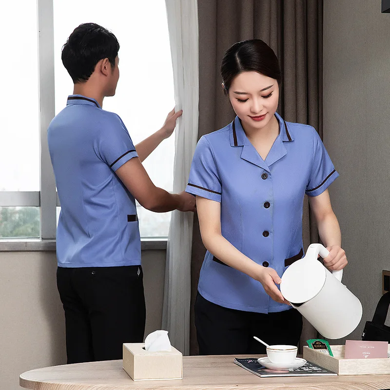 Cleaning Work Clothes Summer Clothing Property Hotel Room Cleaner Aunt Cleaner Large Size Short Sleeve