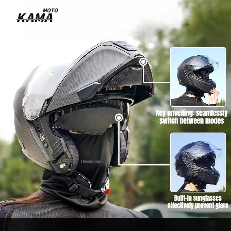 FASEED Ultra Light Carbon Fiber Motorcycle Full Face Helmet 929 for Men Women Summer Track Racing Helmet with Visor Capacete