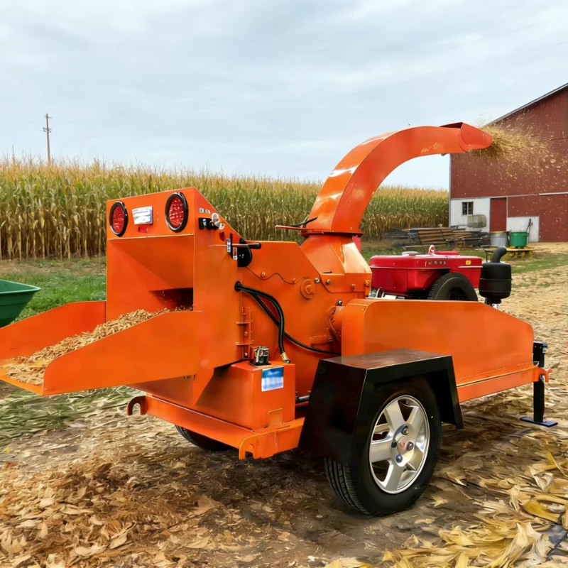 32HP Mobile Diesel Engine Farm Use Wood Chipper Tree Branches Shredder Machine Waste Wood Logs Crusher Tree Leaves Chip Shredder
