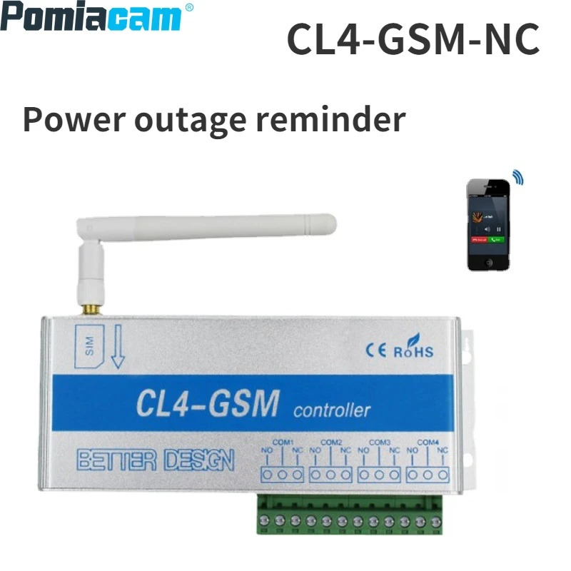 

CL4-GSM GSM Controller CL4-GSM-N with sensor Wireless remote , 4 Relay for gate openers DC 9-12V 10A socket connector