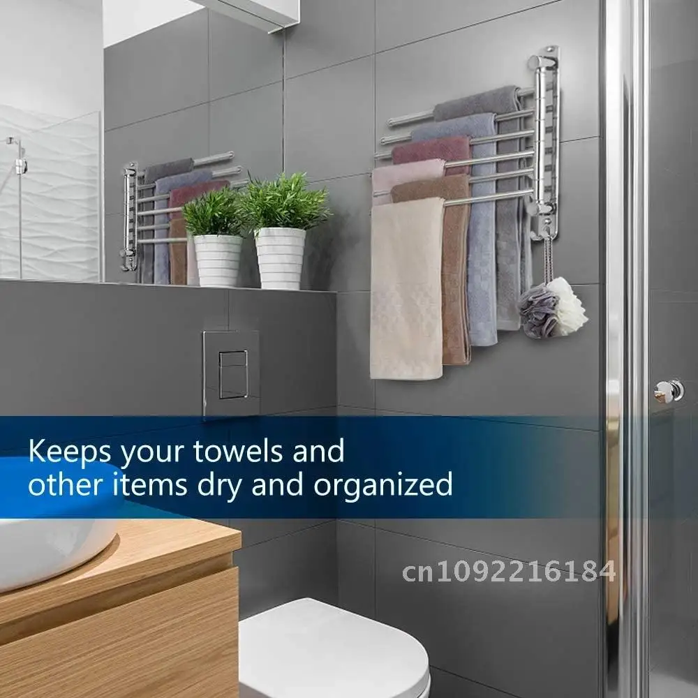 Stainless Steel Swivel Towel Towel 180 Degree 4/6 Arms Rack Wall Bathroom Accessories racks holder for Rotation Holder Mounted
