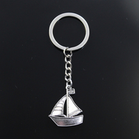 Fashion Keychain 30x25mm Ship Boat Sailboat Pendants DIY Men Jewelry Car Key Chain Ring Holder Souvenir For Gift