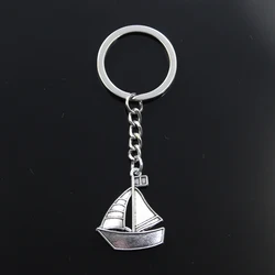 Fashion Keychain 30x25mm Ship Boat Sailboat Pendants DIY Men Jewelry Car Key Chain Ring Holder Souvenir For Gift