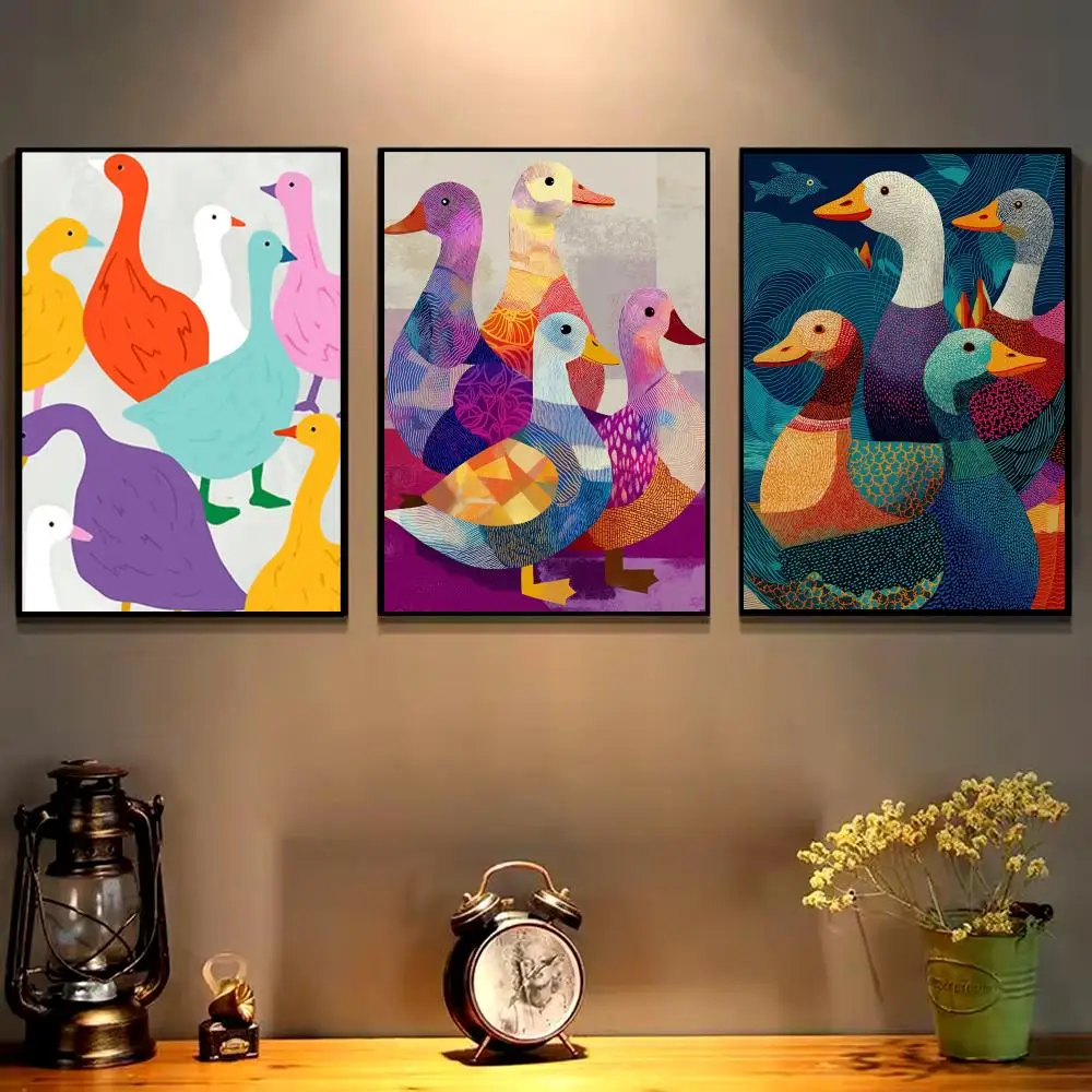 Duck Parade Painting Calligraphy Canvas Wall Aesthetic Prints and Posters for  Birthdays Living Room art Decor Gifts