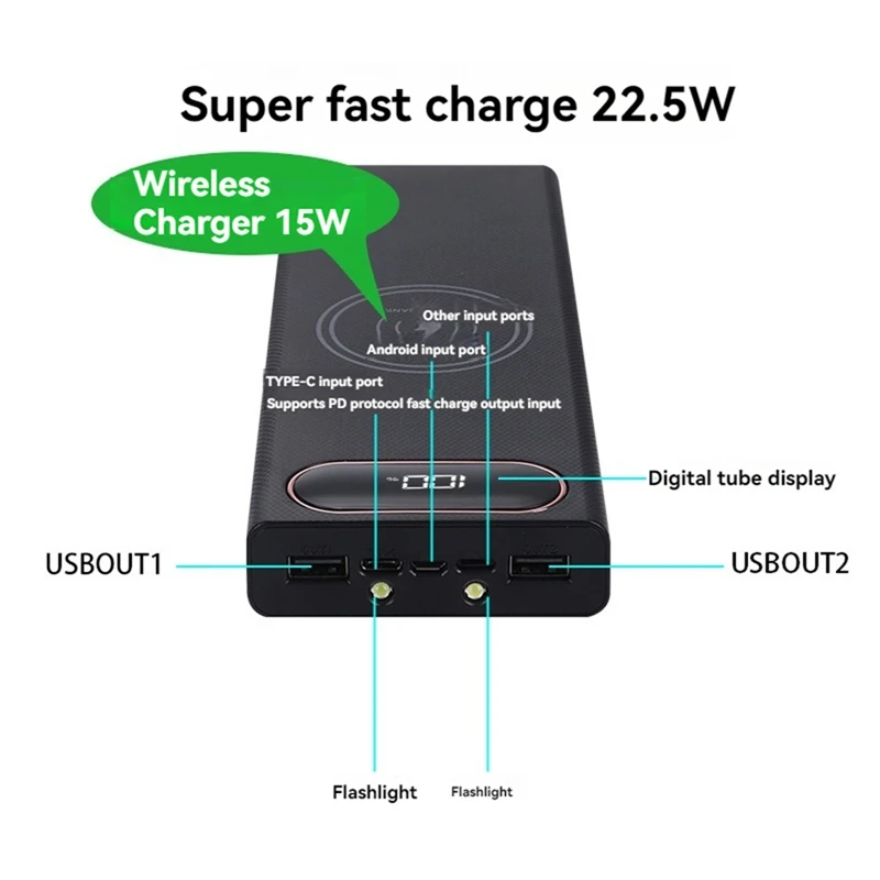 8*18650 แบตเตอรี่ชาร์จ Dual USB แบตเตอรี่ SHELL DIY Power Bank กรณี Fast CHARGING แบตเตอรี่ Bank กล่องกล่อง