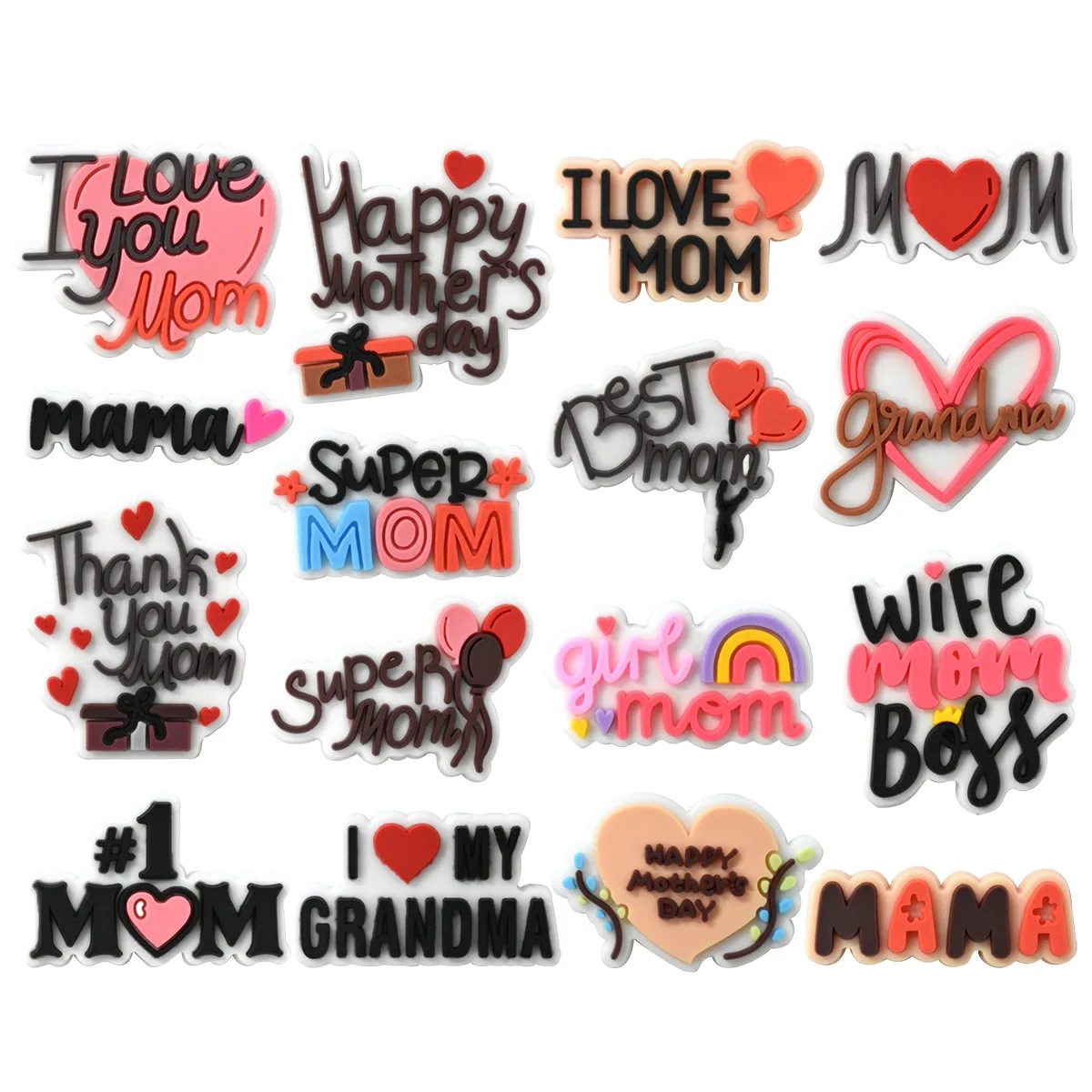 

Hot Sale 1Pcs New Arrival Happy Mother's Day Shoe Charms Accessories Pin Decorations For Kid's Women Girls Party Favor Gifts