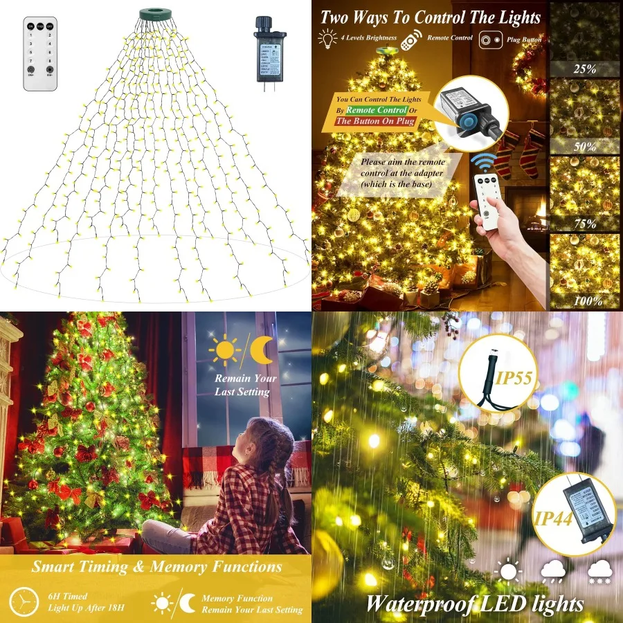 400 LED Christmas Tree Lights 6.6FT x 16 String Warm White Indoor Outdoor Use LED Lights with Remote Control Memory and Timing